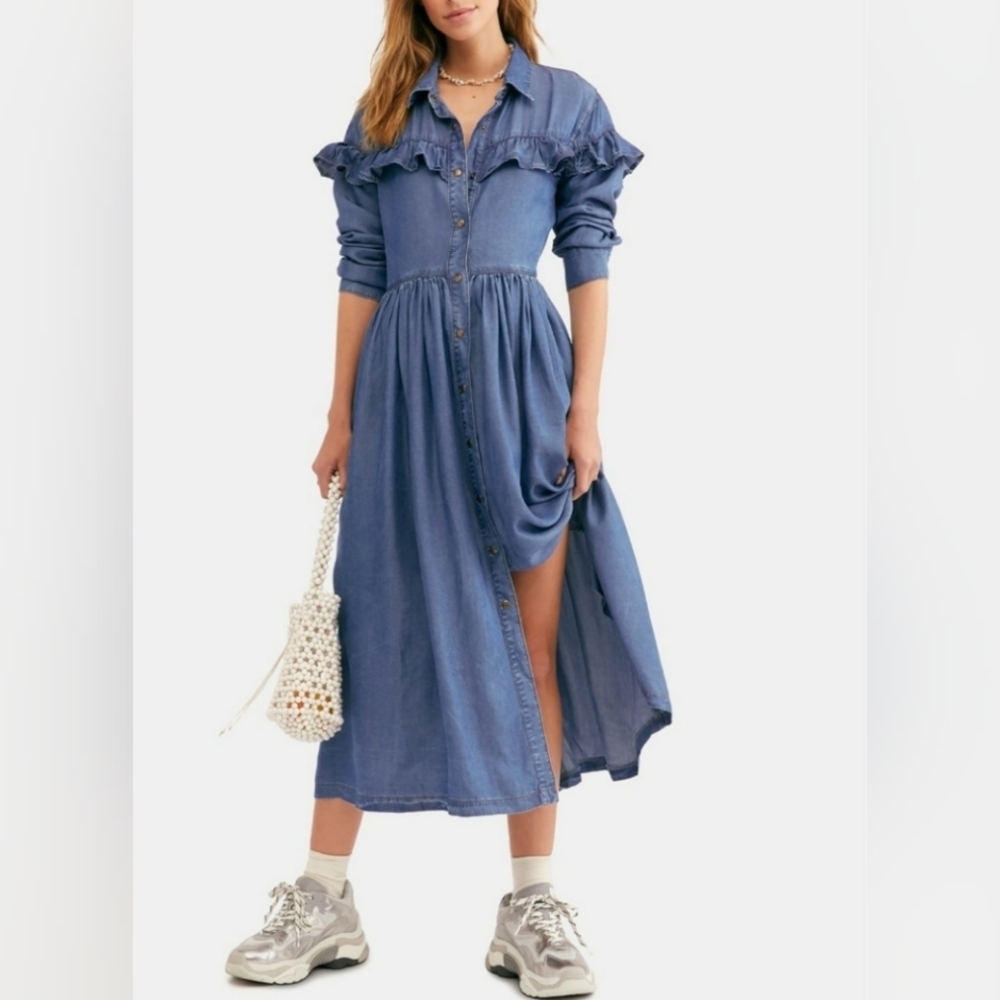 Women's Free People's Montana Sunset midi  shirtdress Size XS